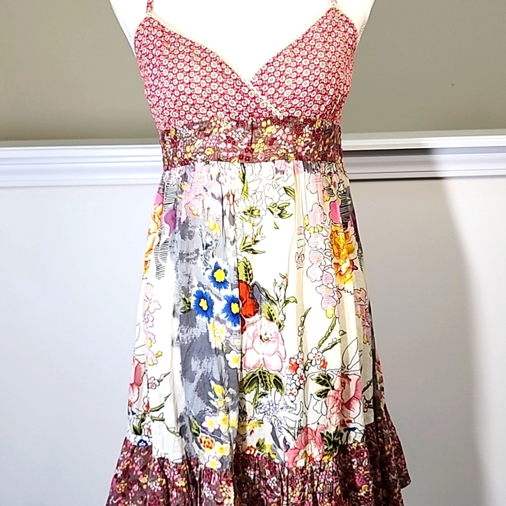 NWOT Y2K Vintage Women's 100% Cotton Floral Spaghetti Strap Babydoll Dress SZ M